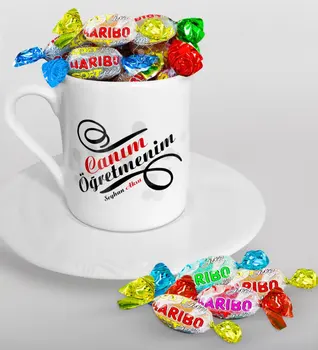 

Personalized Monsieur Lazhar Turkish coffee Cup and Haribo Candy Gift Seti-2