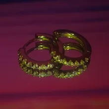 ANENJERY 925 de plata esterlina Simple circón de una sola fila pendientes para las mujeres brincos oorbellen pendientes de botón pendientes S-E14