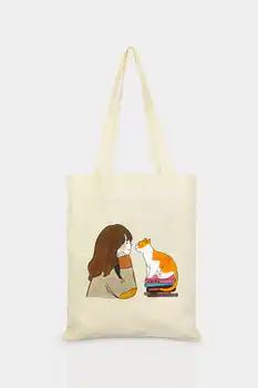 

Women's Canvas Tote Bags Korean Students Shoulder Cotton Cloth Shopping Bag Eco Foldable Shopper Bag Female Handbag for Girls