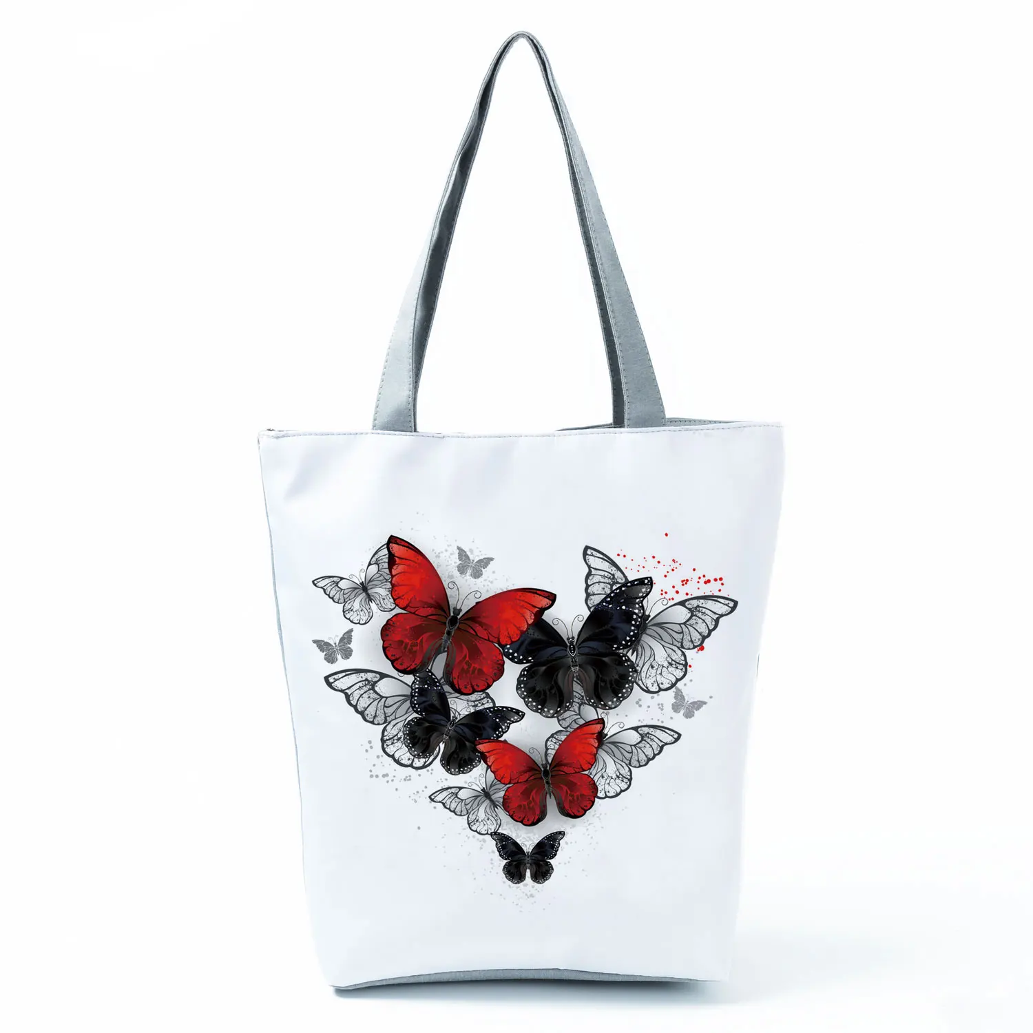 New Fashion Floral Women Black Handbags Red Rose Musical Note Print Tote Graphic Shoulder Bag Female Ladies Casual Shopping Bag 