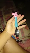 Peppa Pig-cubiertos de acero inoxidable para niños, modelos de figuras de la familia George Pig, vajilla, regalo de cumpleaños
