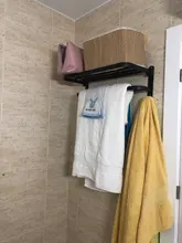 Hanger Organizer Towel-Holder Shower-Rack Bathroom-Accessories Folding Black Aluminum