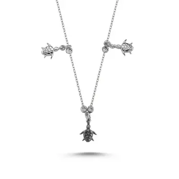 

Angemiel 925 Silver Tortoise Pattern Sterling Dangle Necklace-Rhodium Plated