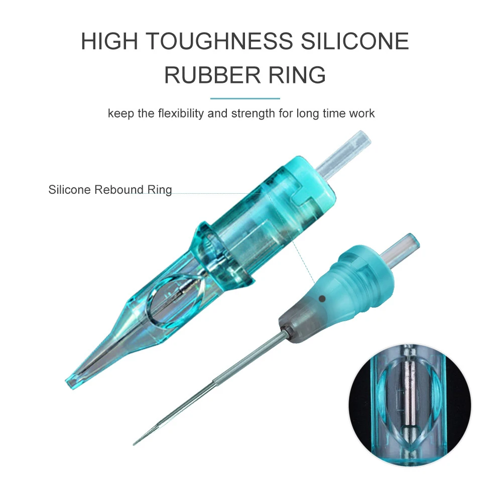 Makeup Tattoo Cartridge Needles 20PCS Disposable Sterile Round Liner Needles 0.25MM 0.3MM 0.35MM for Tattoo Rotary Pen Supplies