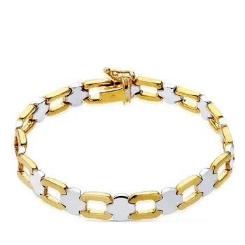 

18k gold bracelet two tone hollow 19.5cm. Details [AB2296]