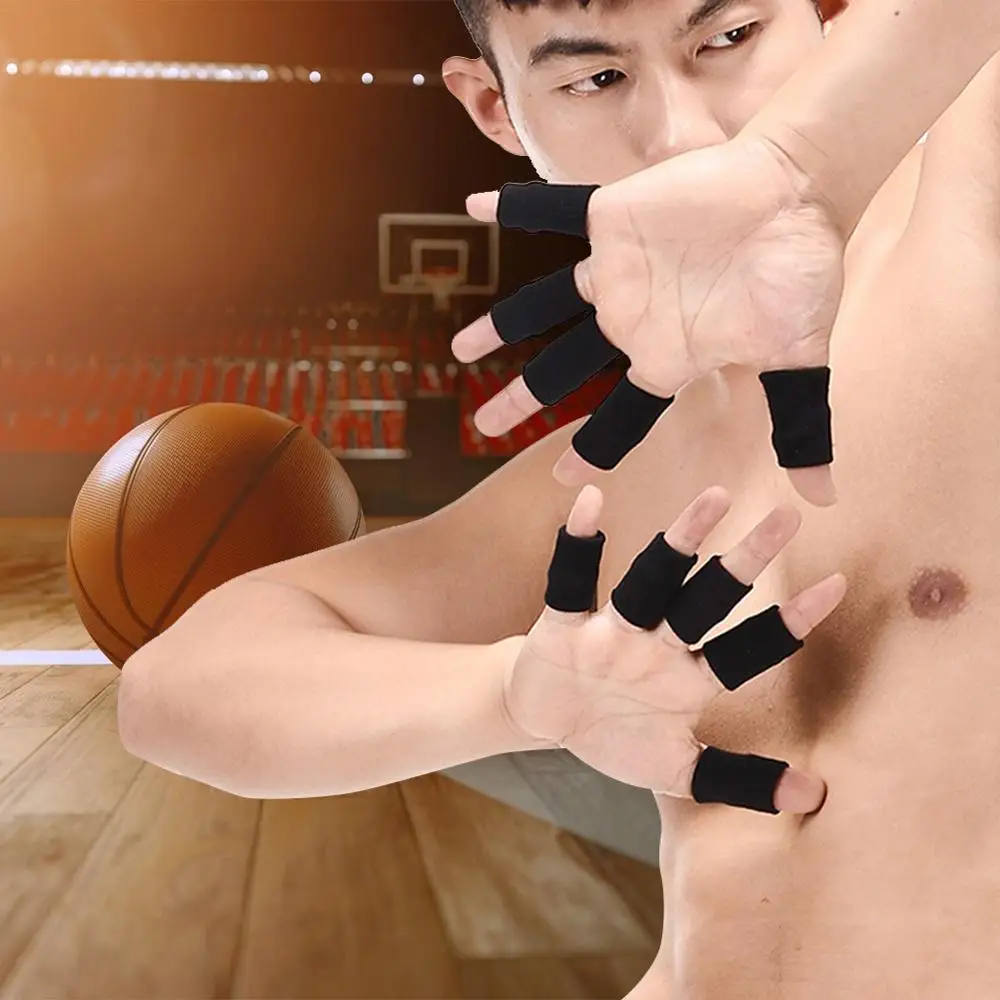 10 шт./компл. палец рукава Поддержка с накатанной головкой бандажа колено протектор дышащий эластичный палец лента для игры в баскетбол, теннис, Бейсбол