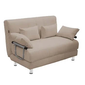 

Kudram-Sofa bed 2 in 1 two steel and fabric brown color with 4 pillows Cream