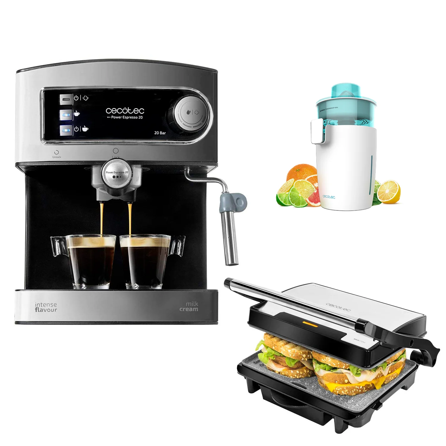 Cecotec Power Espresso 20 Steel Pro Cafetera Espresso con Nanómetro 20 Bares  Acero Inoxidable, PcCo