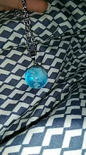 Collar con colgante de Luna y Bola de resina transparente para mujer, collar con cadena de nubes azules y blancas, regalos de joyería para niña