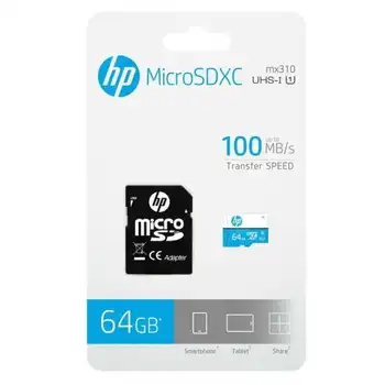 

Xc microsd card + hp hfud064-1u1ba - 64gb adapter-class 10 - 100 mb/s