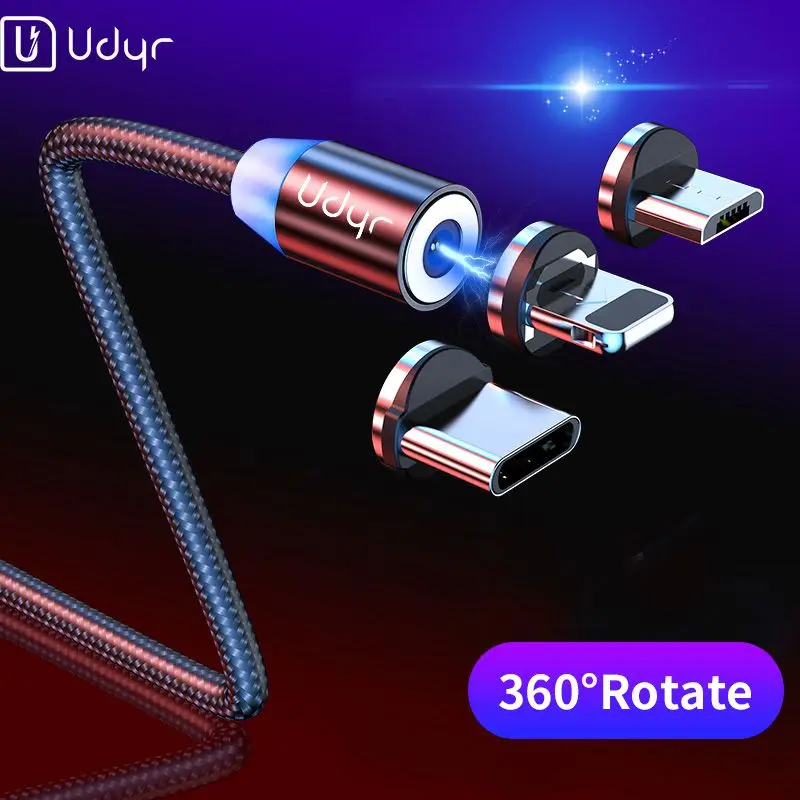 Магнитный кабель Udyr Micro USB кабель для iPhone samsung type C Магнитный заряд СВЕТОДИОДНЫЙ модуль панели управления USB C Магнитный телефонный кабель освещение