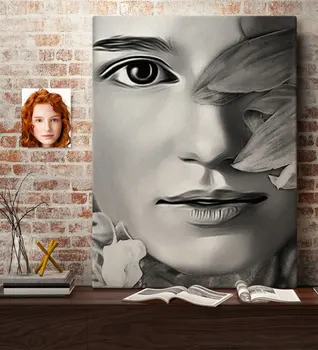 

Personalized Women 'S Charcoal Artistic Portrait Design Canvas Table 50x70cm-14