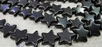

Hot Sale -15mm Black Jet Turquoise Handmade Star carved beads Howlite Turquoise stone Loose bead Full strand 16"
