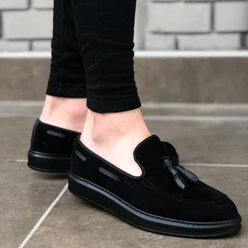 

BA0005 Step-in High Base Black Classic Suede Tassels Corcik Men 'S Shoe. Van, chaussure, air, para, flip, cover, lace