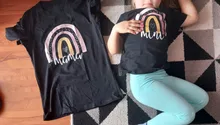 Camiseta a juego con estampado de Arco Iris para madre e hija, camiseta de manga corta con apariencia familiar, ropa de madre e hija, 1 unidad