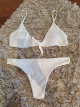 Ribbed Swimsuit Bikini-Set Female Bandeau White Women Sexy Solid New