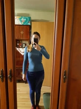 Suéteres de cuello alto para mujer, jerseys de punto elásticos de manga larga, color azul, de moda, fino suave, Tops en 10 colores, Otoño e Invierno