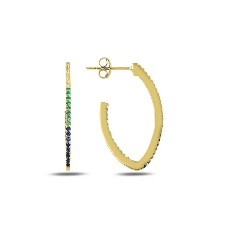 

Angemiel 925 Sterling Silver Mixed Color Zircon Stone Earrings-Gold Plated