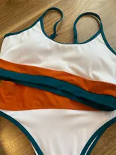 Bikini Women Swimsuit Two-Pieces High-Waist Splicing New