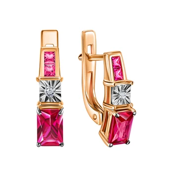 

Gold earrings with rubies and diamonds sunlight sample 585