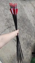 Flechas de fibra de vidrio para caza, pluma de flecha blanca para arco recurvo, tiro con arco, 31 pulgadas de diámetro, 6mm, 3 pulgadas, 2 Rojas, 1, 6 uds./12 Uds.