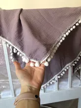 Manta para bebé de 120x100cm, edredón con flecos, pompón para recién nacido, manta de muselina para Baño