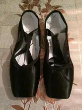 Zapatillas de ballet de satén con cintas para niña y mujer, calzado de ballet profesional con puntera