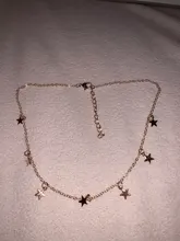 Collar con colgante de estrellas para mujer, gargantilla de metal modelo JN0377 con accesorios de estrellas de cinco puntas en color dorado, sencilla para regalo de fiesta