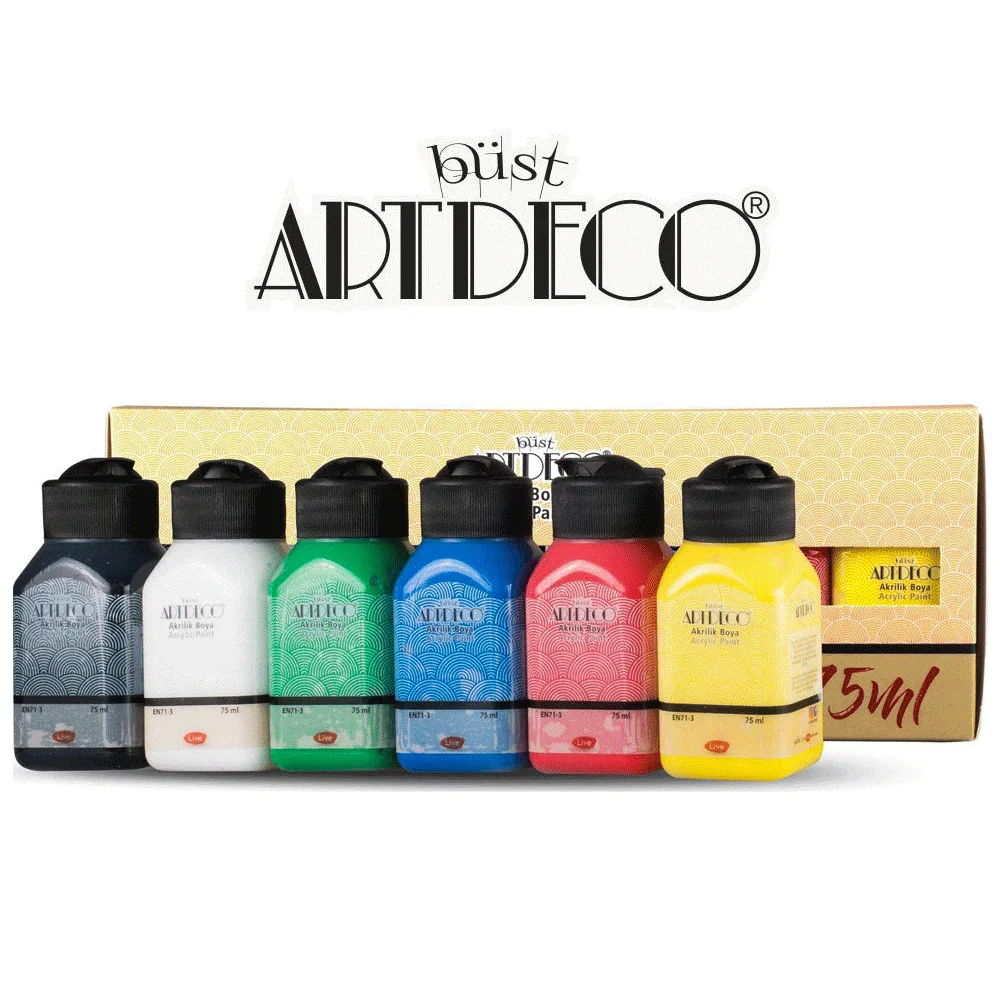 artdeco 6 renkler set profesyonel akrilik boya 6x75 ml sise herhangi bir yuzey boya pigmenti acrylic paints aliexpress