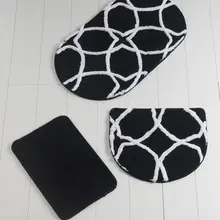 Коврик для ванной | коврик для ванной нескользящие Противоскользящие коврики Бонн овальный черный 3л набор 60X100 Cm-50X60 Cm-40X60 см