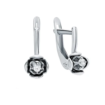 

Silver earrings with cubic zirconia sunlight sample 925 test