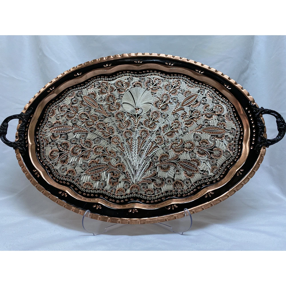Турецкий поднос для чая и кофе медный ручной работы традиционный декоративный