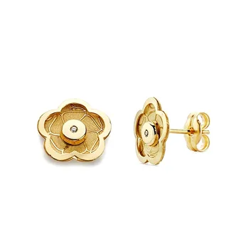

Earrings 18k gold flower 8mm. Zircons close pressure [AA2125]