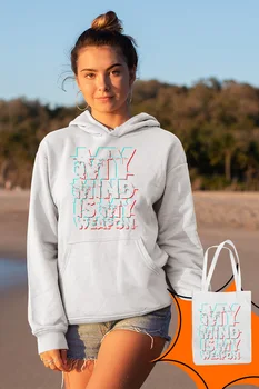 

Angemiel Wear My Mind Is My Weapon White Women 'S Hooded Sweatshirt Bags Kombin