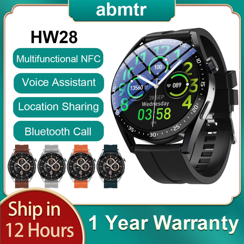 Abmtr HW28 SmartWatch 2022 Men NFC 1.39 Inch Voice Assistant Bluetooth Call Calories Sport Women smartwatch pk Huawei GTR 3 GTS2