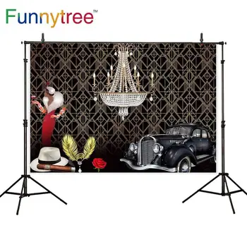 

Funnytree Roaring 20's Party Backdrop The Great Gatsby Adult Birthday Background Gangster Vintage 20s Decor Wedding photozone