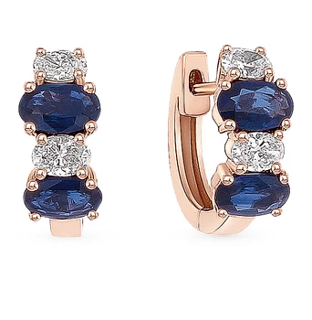 

Gold earrings with sapphires and diamonds sunlight sample 585