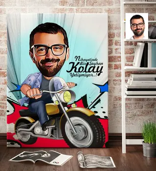 

Personalized Men Biker Cartoon Canvas Table (70x100 cm.) 1