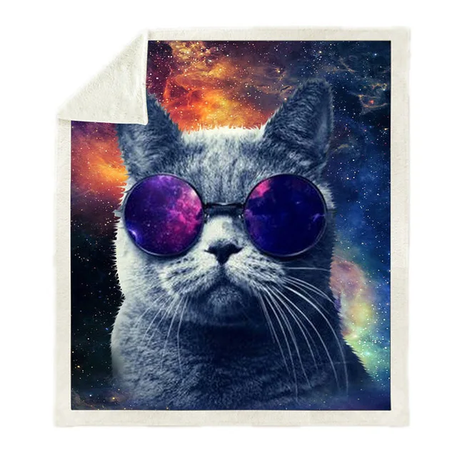 picture color Плюшевое одеяло с принтом животных, кошек, Львов, шерпа, флисовое покрывало, домашнее одеяло, s для кровати, квадратное, для кемпинга, пикника, мягкое одеяло - Цвет: picture color