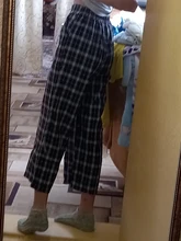 Pantalones holgados con cintura elástica para mujer, pantalón Vintage a cuadros, coreano, Harajuku, de cintura alta, informales, Retro, de pierna ancha, 2021