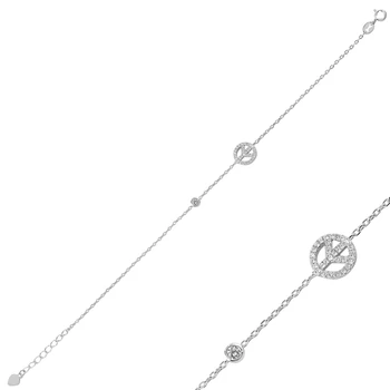 

Silver 925 Sterling Zircon Stone Peace Sign Bracelet