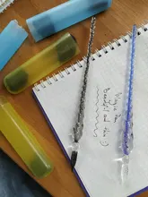 Uds paquete seguro de vidrio Vintage Dip inmersión sostenedor de la pluma firma de tinta plumas fuente de cristal hecho a mano Dip pluma fuente