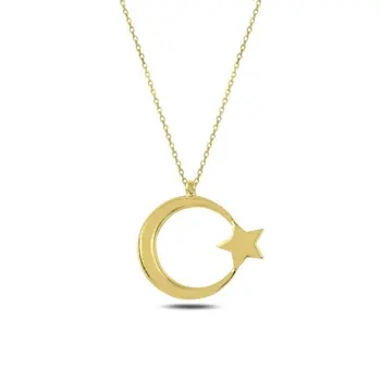 

Angemiel 925 Sterling Silver Moon Star Necklace-Gold Plated