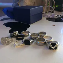 Anillo Vintage para hombre, anillos de esmalte, Punk, clásico, negro, piedras negras de imitación, anillo esmaltado