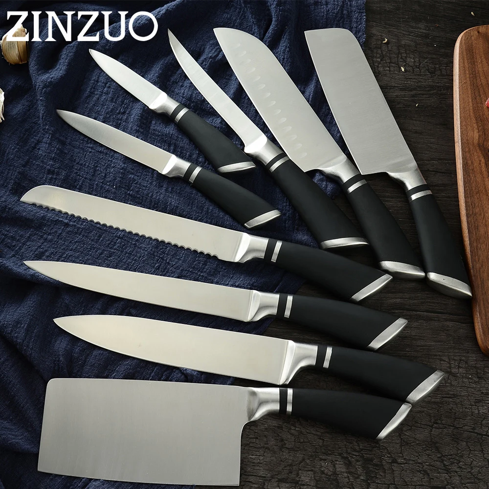Набор кухонных ножей ZINZUO из 9 предметов острые лезвия нержавеющей стали 3Cr13