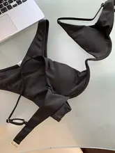 Female Swimsuit Bikini-Set Wire Two-Piece Neon Green V-Shape Women K439 V-Bar