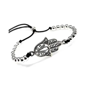 

Bracelet 925 Sterling silver m bead hand Fatima adjustable [AB1277]