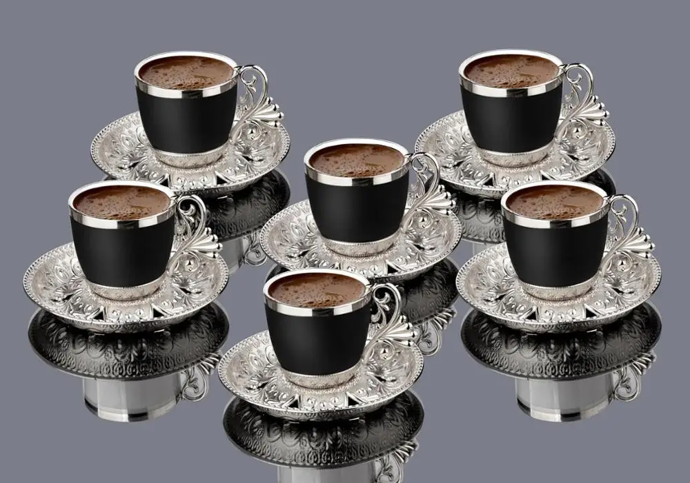 

ORGANIC DYED LUXURY GOLD COLOR COFFEE SET BLACK CUPS