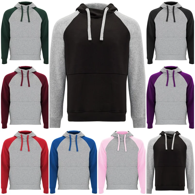 Sudadera con Capucha Bicolor Unisex. Bolsillo canguro. Ojales metalicos.  Badet|Sudaderas con capucha y sudaderas| - AliExpress