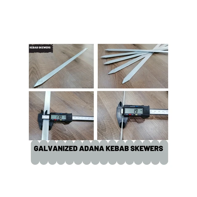 Adana Kebab Doner Hús Darált Vas Horganyzott Nyárs 50 Cm -Es Konyhai Grill Shish Minőségi Termék Részleges - Image 3